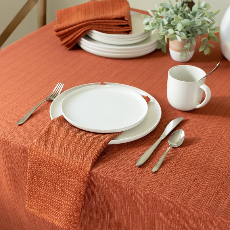 Benson Mills Cameron Textured Fabric Table Cloth, for Everyday Home Dining, Parties, Fall, Harvest, and Thanksgiving Tablecloth (52" x 70" Rectangular, Bison/Rust/Burnt Orange) - Image 3
